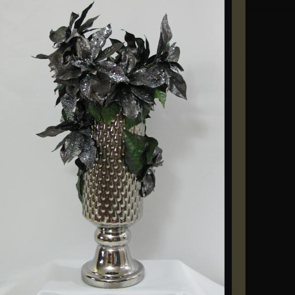 Silver Poinsettia Vase | Petals n Buds Bear Mountain Florist
