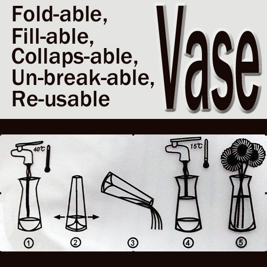 EZ Vase Fold-able, Collapsible, Reusable, Fillable, Plastic Vase by Petals n Buds Bear Mountain Florist